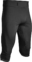 CHAMPRO Touchback Football Pants Black Small - Durable Polyester Practice Pants with Pad Pockets & No-Show Belt