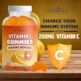NEW AGE Vitamin C Gummies Orange Vitamin C Gummy - Supports Healthy Immune System - Vegetarian Without Gluten (180 Gummies)