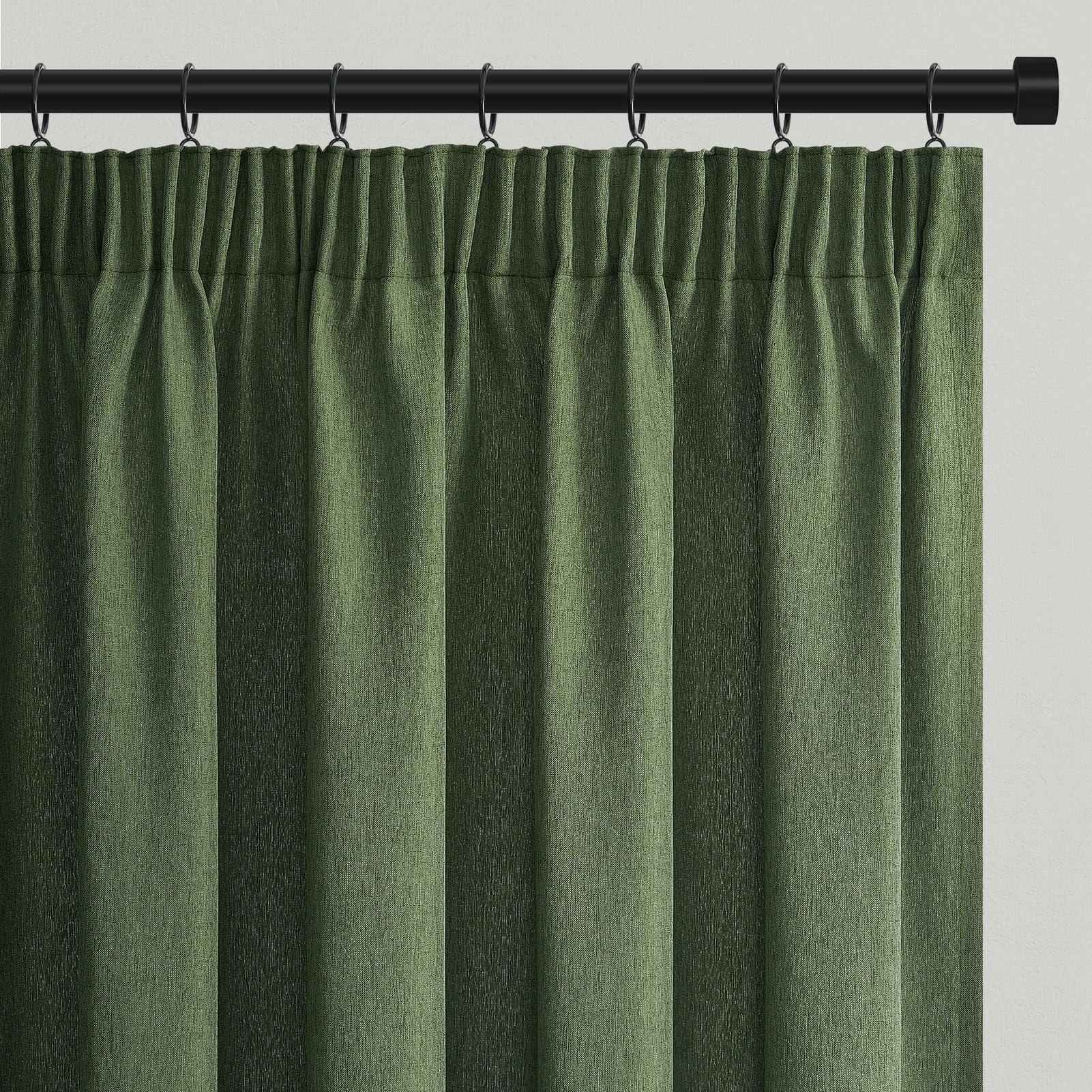 Topfinel Gardine Boho Vorhang 2er Textur aus Baumwolle und Leinen Gardinen mit Kräuselband Leinenvorhang Halbtransparent Linen Curtains for Wohnzimmer