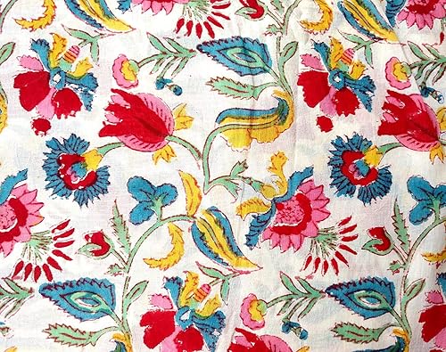 Miniatura 2 de Rastogi Handicrafts Tela de algodón impresa a mano bloque ancho de la tela - 44 pulgadas, tamaño 1 yarda (tela 21)