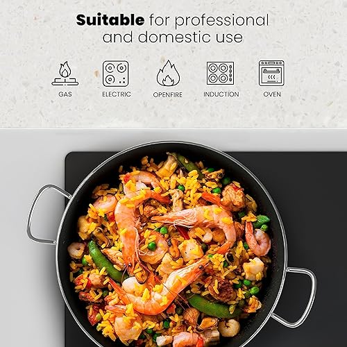 Miniatura 4 de Machika I Sartén antiadherente, de acero inoxidable, sartén de inducción I 12 porciones I plateado I 18.1 in  18.11 pulgadas