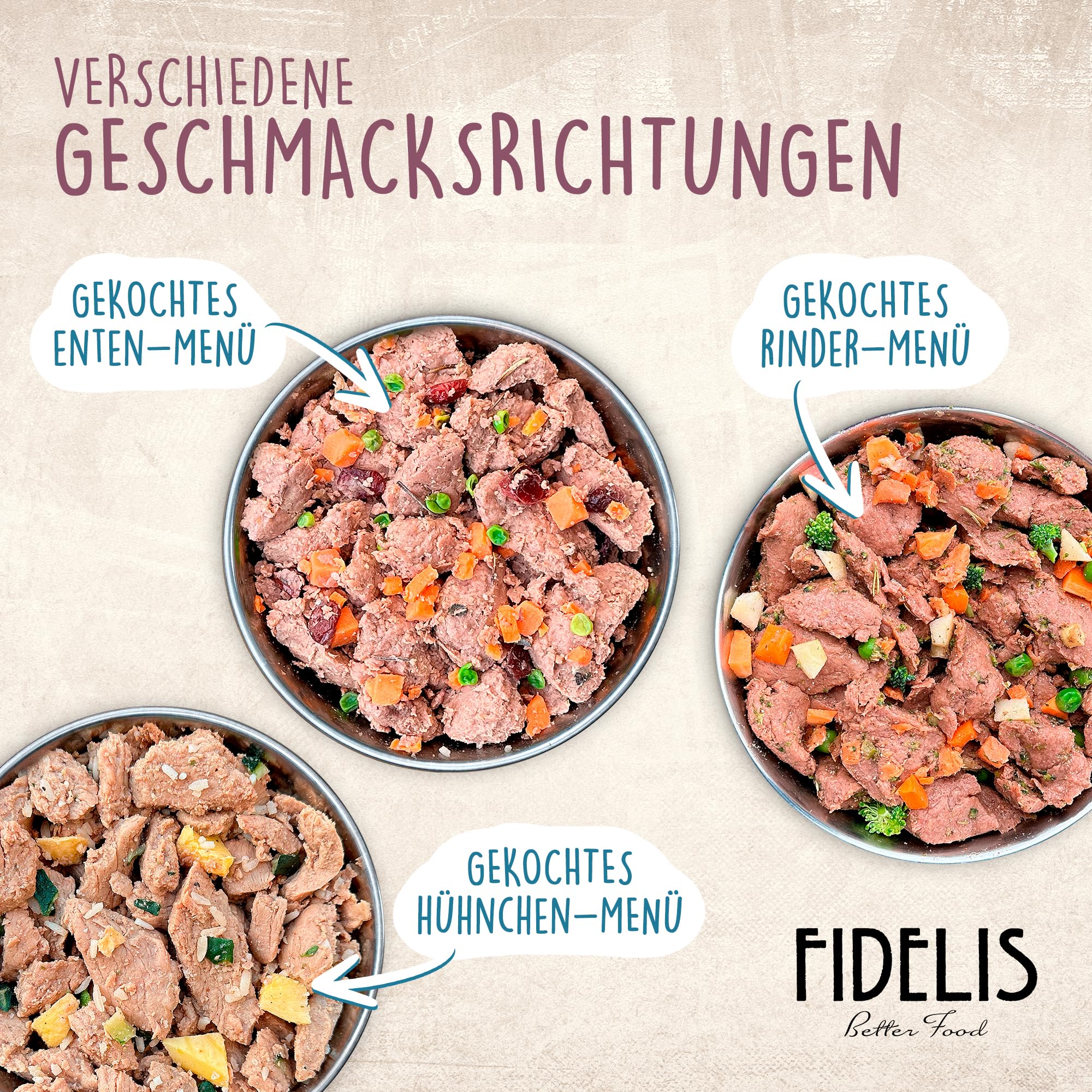 Fidelis – Gekochtes Frische-Menü für Hunde mit Rind, Süßkartoffel, Apfel & Brokkoli (6 x 400g Glas) – Hundefutter mit 70% Fleischanteil & frischen Zutaten – Nassfutter ohne Zusätze & ungekühlt haltbar
