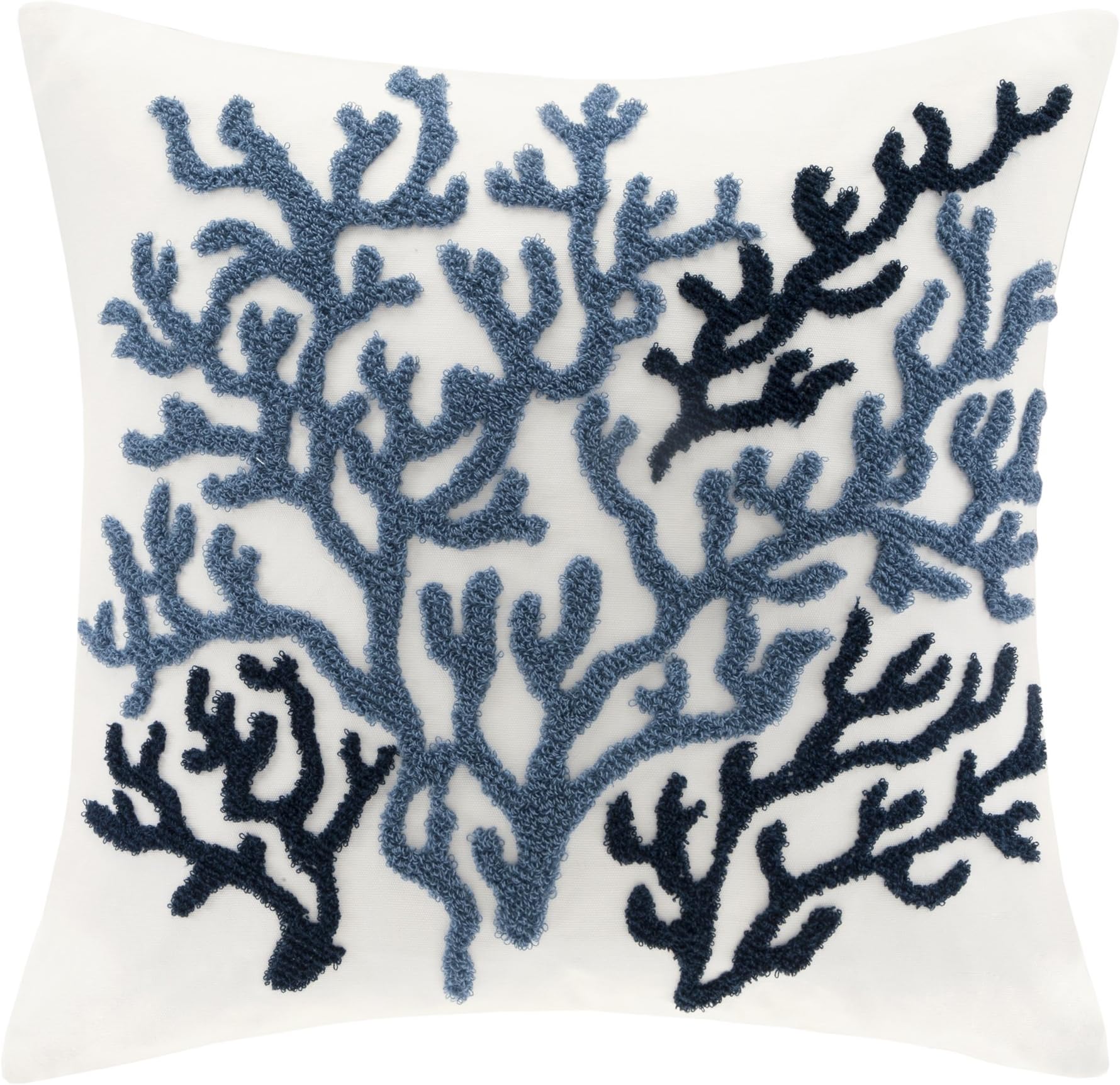 Harbor House Modern Design Decorative Pillow Hypoallergenic Sofa Cushion Lumbar, Back Support, Square 18" x 18", Beach House, Cotton Coastal Blue
