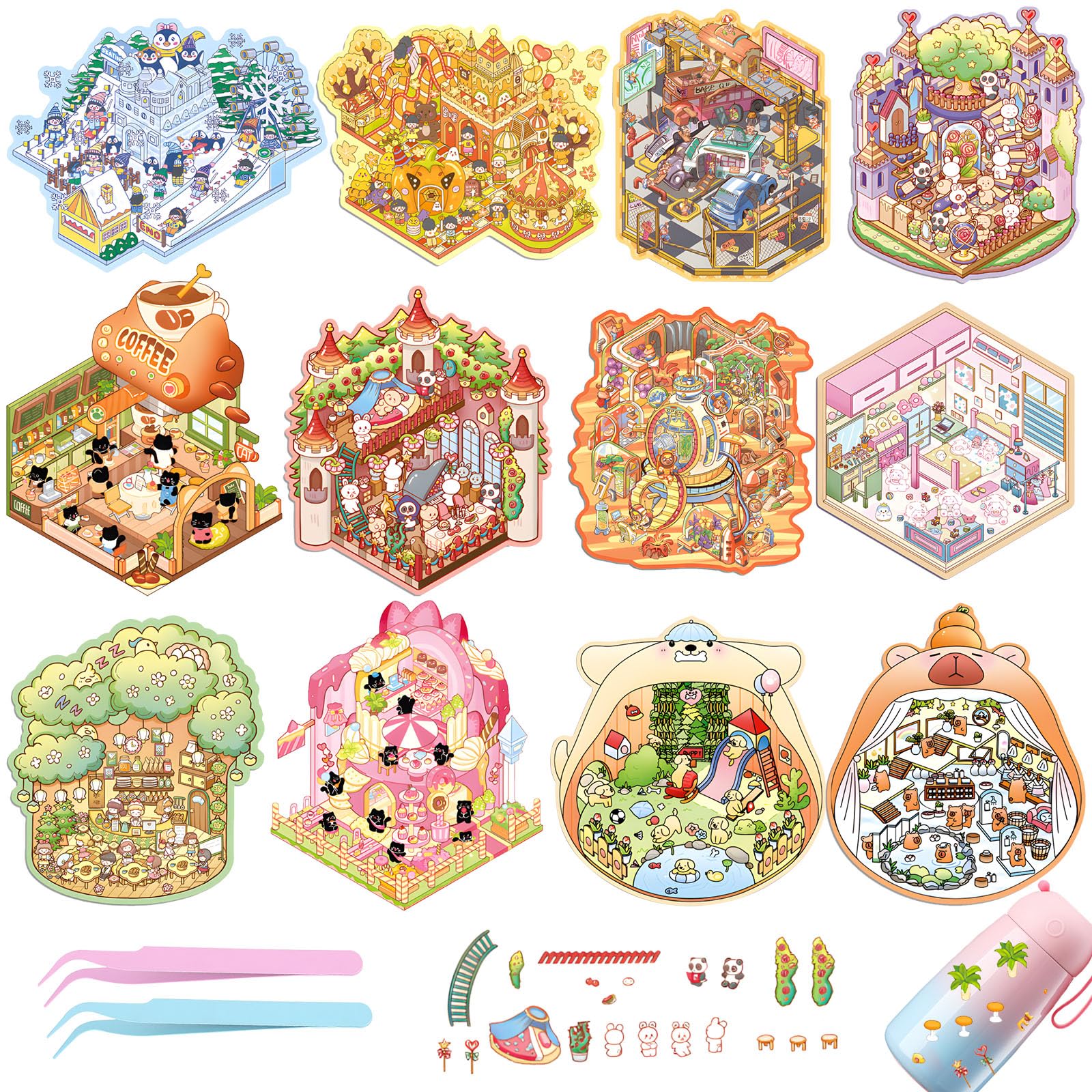 Lot De 6 Autocollants 3D Pour Maison Avec Pince à épiler Pour Maison