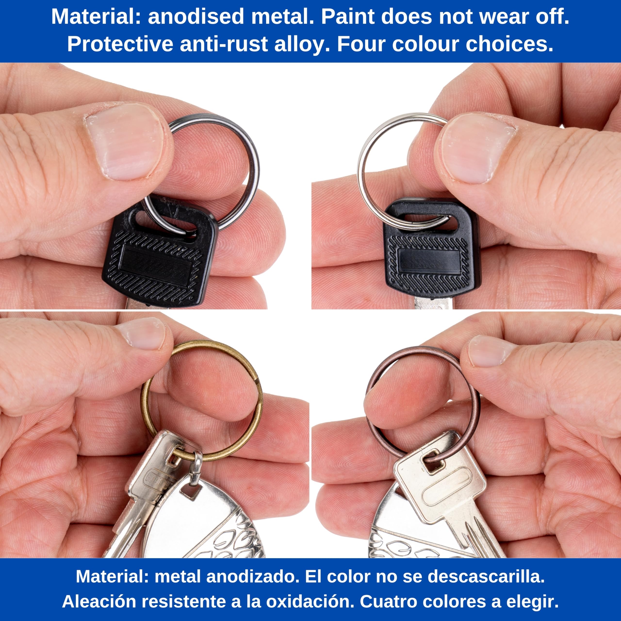 Set 20 Anelli Portachiavi In Metallo - Diametro 25 Mm, Colore Nero - Foto 8