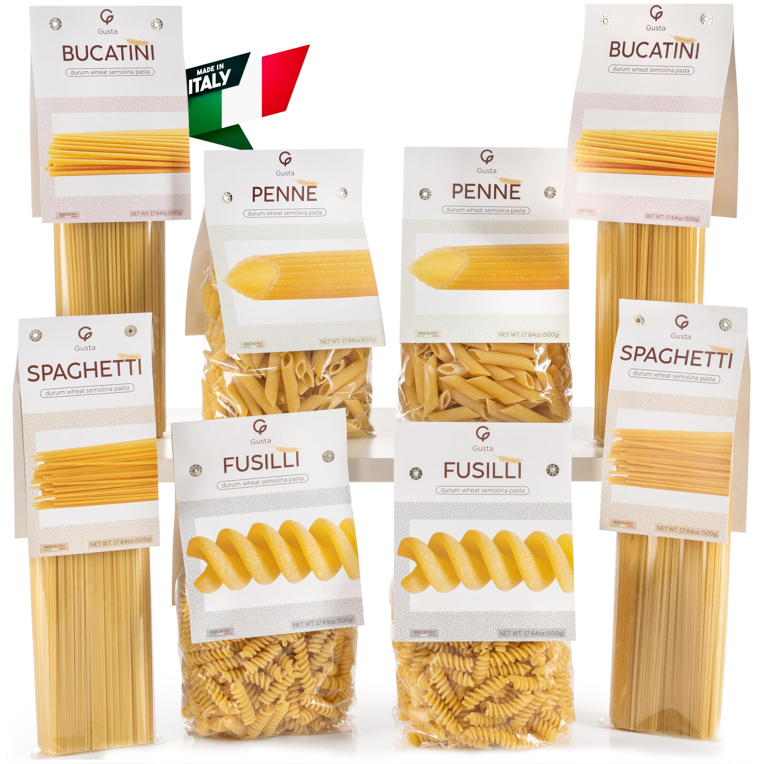 Gusta Bucatini Pasta Noodles Variety Pack - Premium Italian Pasta from Italy - Durum Wheat Semolina - Slow Drying - Non-GMO & Gourmet - Family Owned