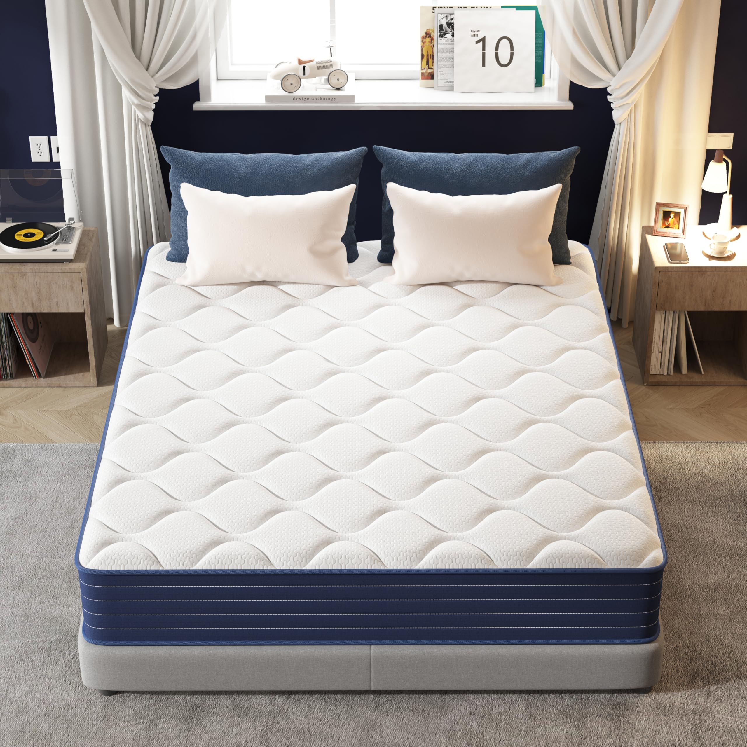 PurrJoys Materasso 160 x 200 cm, altezza 25 cm, nucleo a molle insacchettate H3 & H4, 7 zone, traspirante, certificato Oeko-TEX, per chi dorme sul fianco e schiena