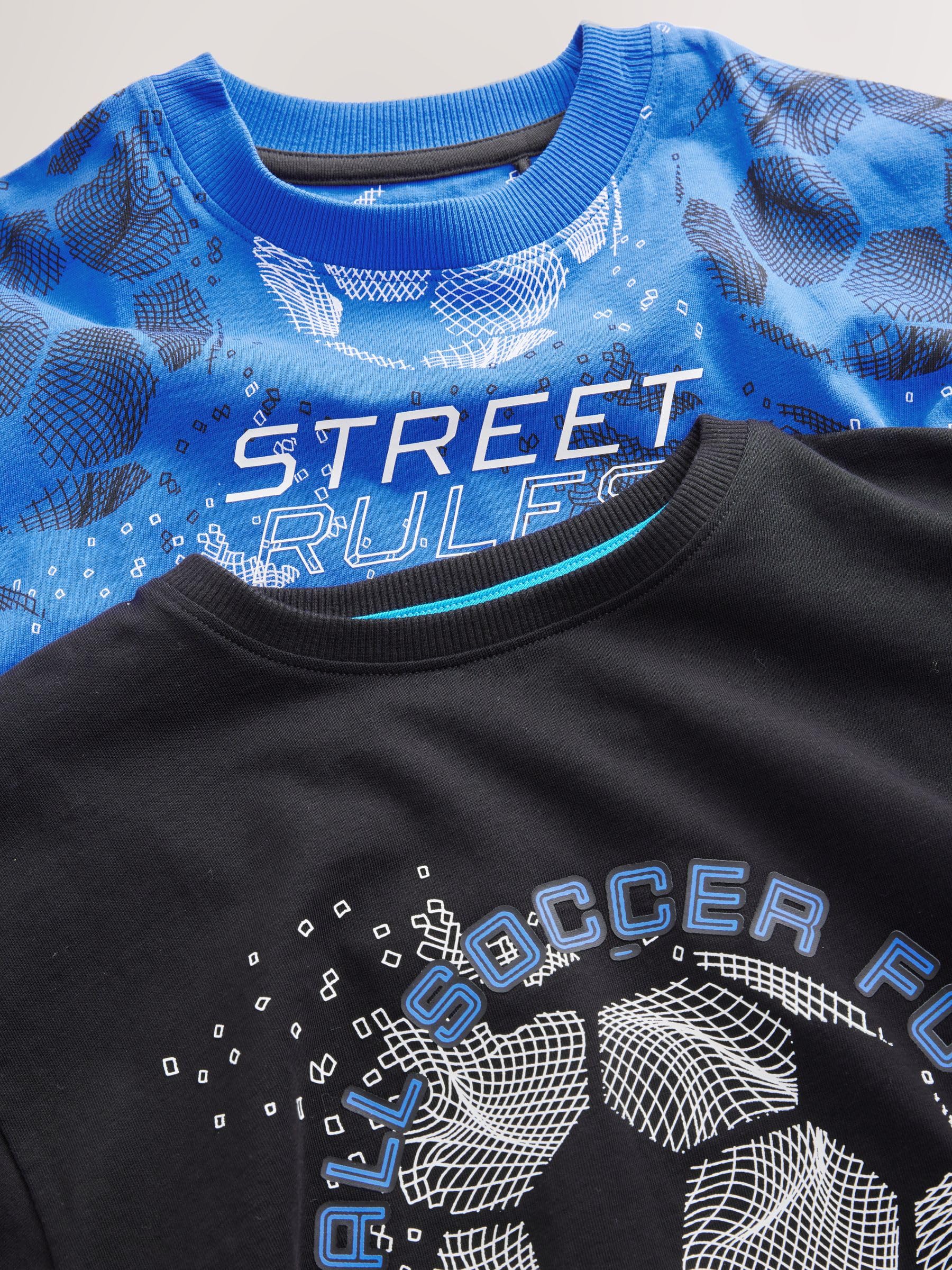 NEXT Garçon Football Pyjamas à Manches Longues, Lot de 2 | Coupe standard, Taille mi-haute, 100 % coton