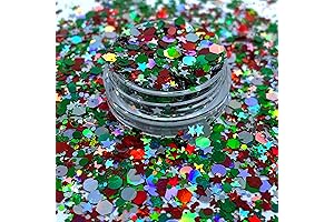 Christmas Joy Shape Mix Christmas Candy Cane Peppermint Solvent Resistant Glitter for...