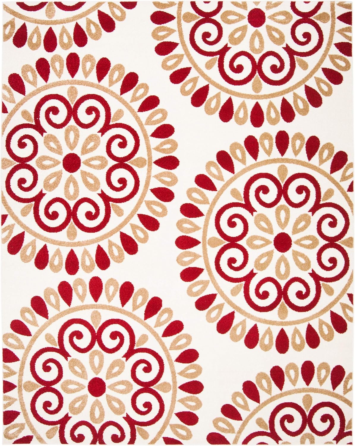 Handmade Cranberry and Cream Synthetic 8' x 10' Rug