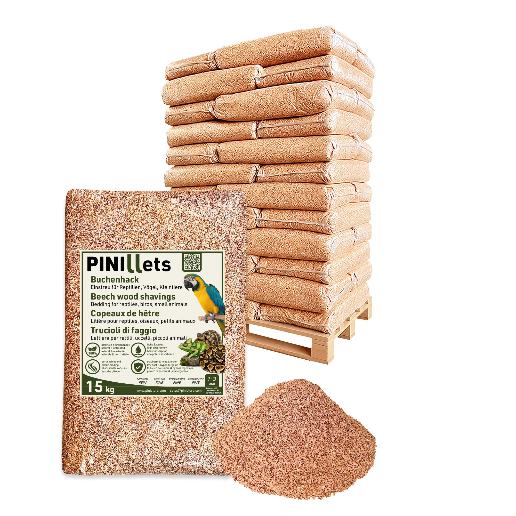 PINI Buchenhack 540 kg staubfreie hygienische Einstreu fein
