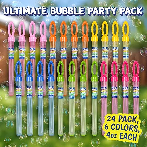 Miniatura 2 de Maxx Bubbles Paquete de 24 varitas de burbujas a granel de 14.6 pulgadas para juguete de verano, uso de actividades al aire libre e interior,