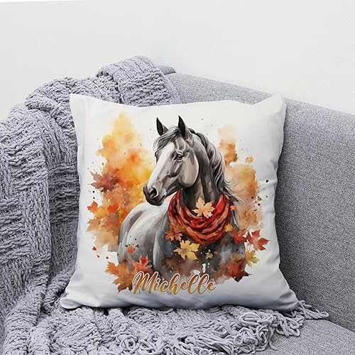 Miniatura 4 de Hyturtle Almohada personalizada con hojas de arce de caballo de otoño (inserto incluido)  Regalos para los amantes del otoño  Regalos de decoración