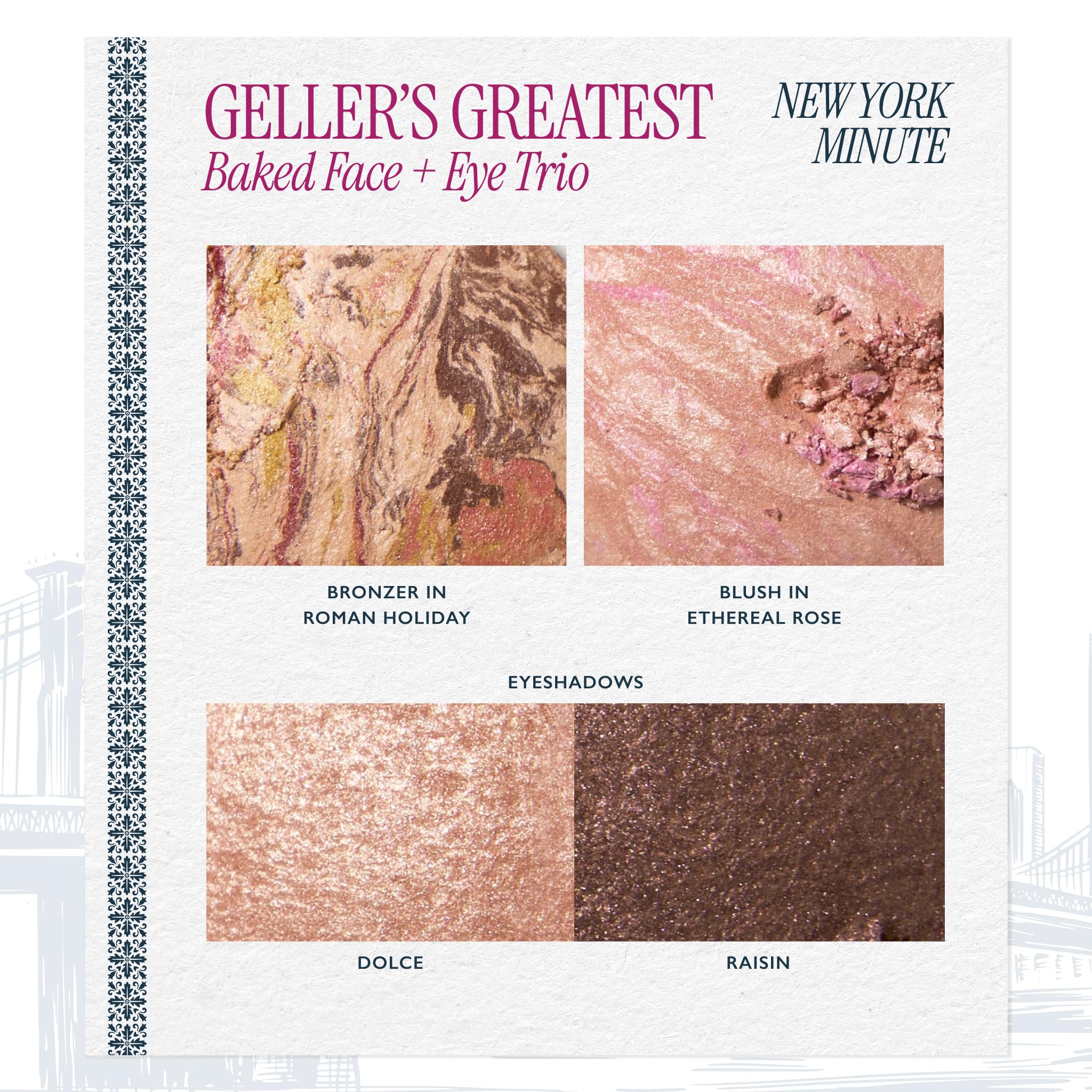 Laura Geller Beauty Geller's Greatest New York Minute - Tavolozza viso e occhi - Contiene fard, bronzer e ombretto duo, trucco facile da viaggio, compatto per pelli mature