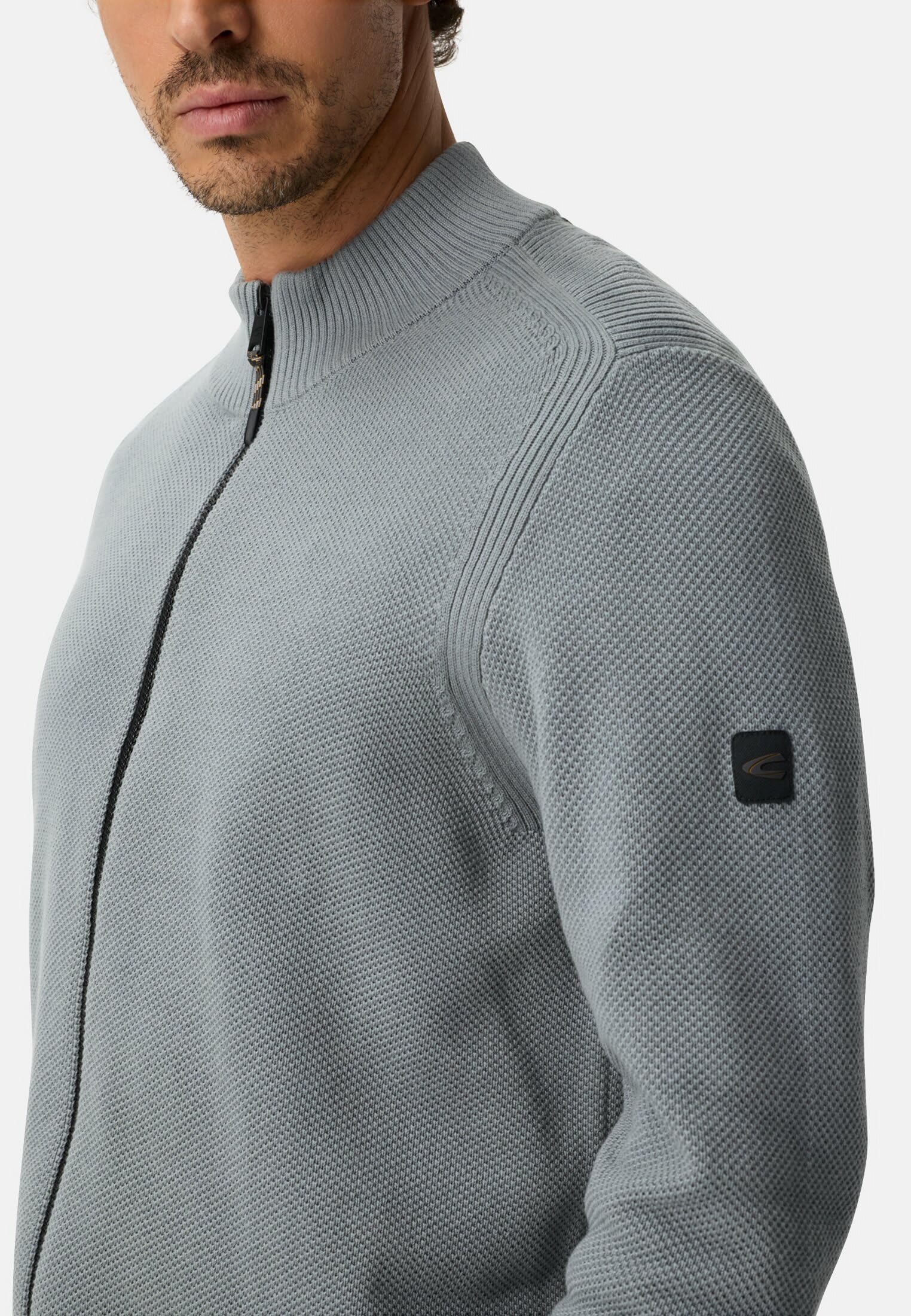 camel active Strickjacke mit Stehkragen