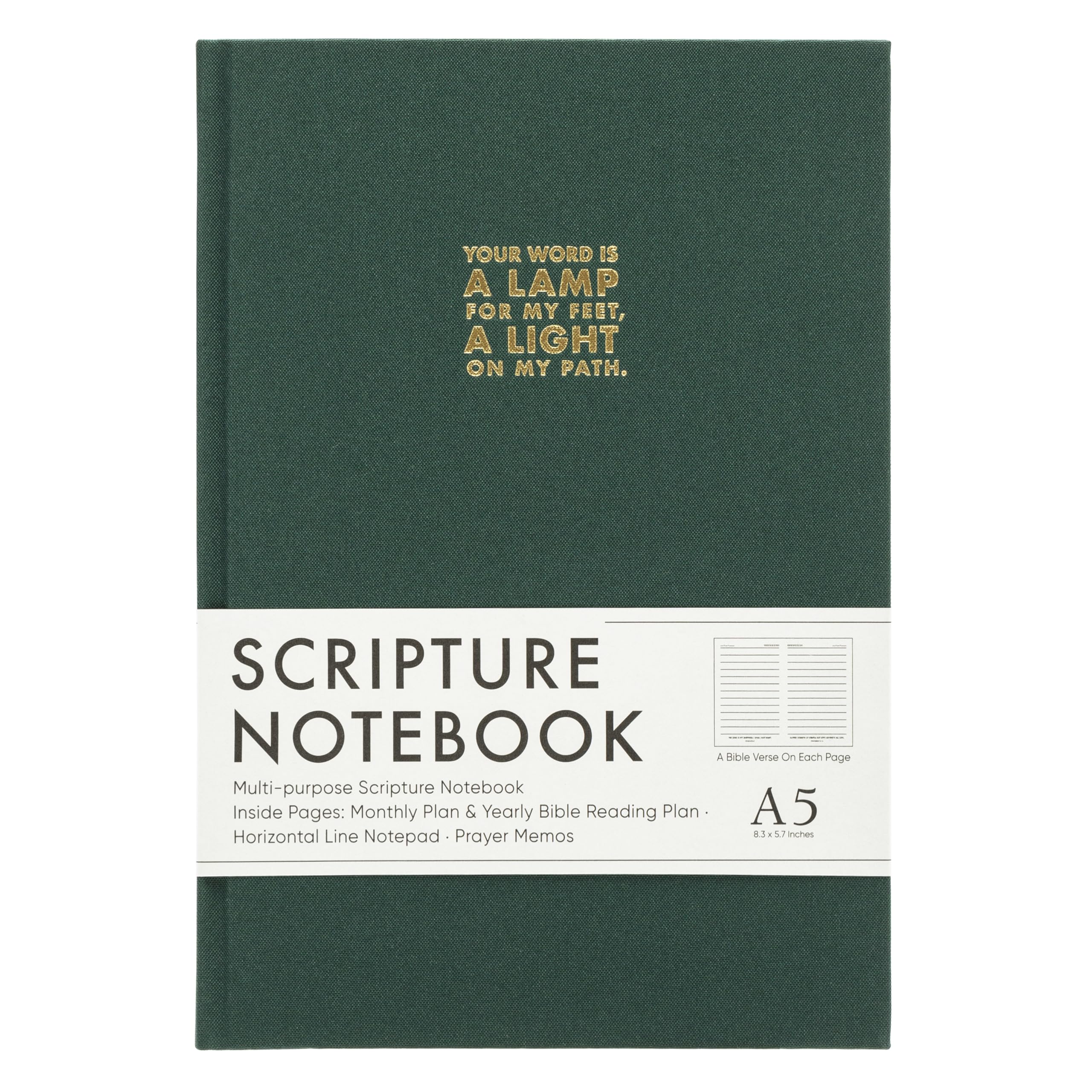 Inspirational Bible Journal Notebook, Christian Journals for Women & Men, Unique Verse On Each Page, Any-Year Monthly Planner & Yearly Scripture