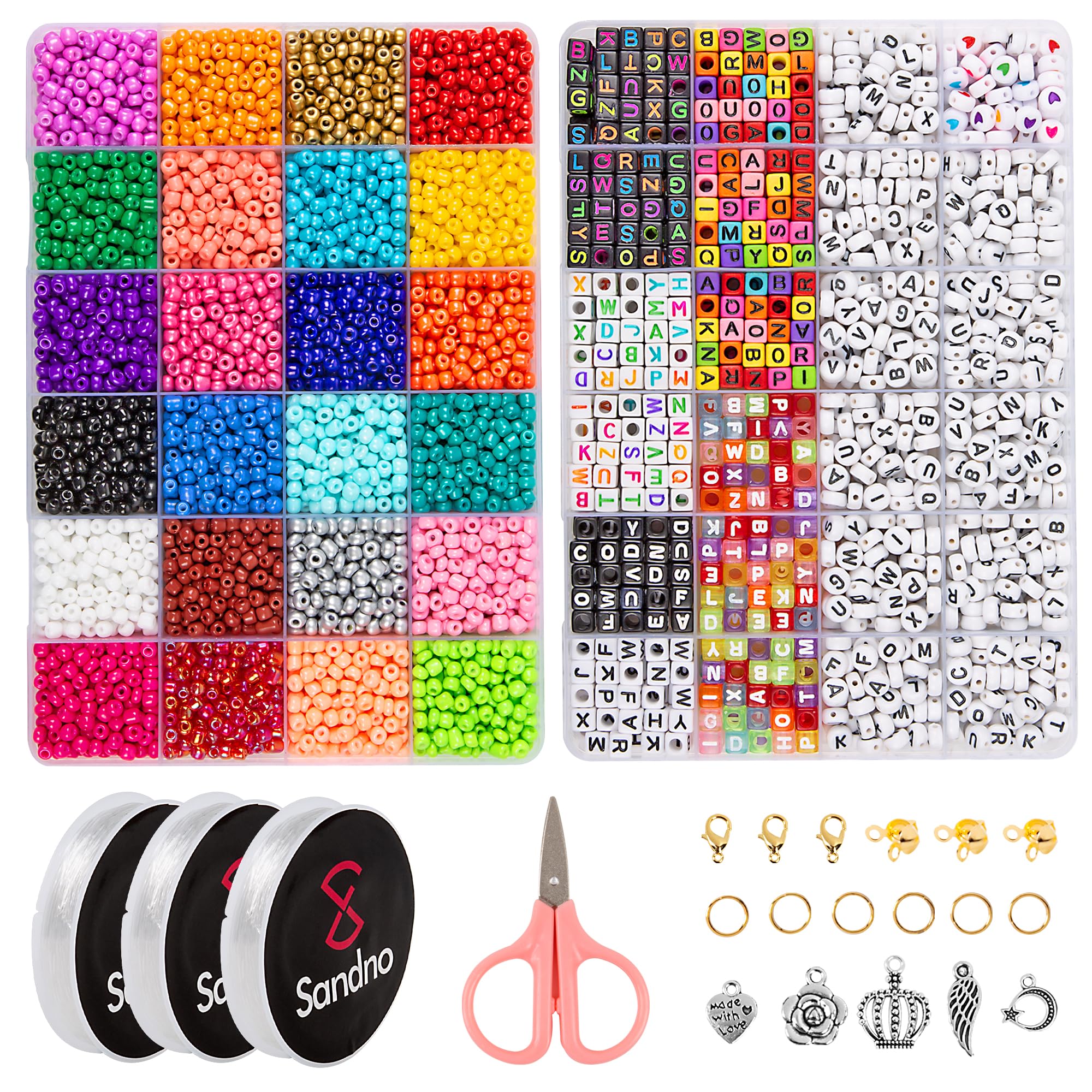 SANDNO Perline Per Braccialetti 5800 Pz- Kit Perline Per Braccialetti Fai Da Te Kit di perline per la creazione di bracciali e gioielli fai da te