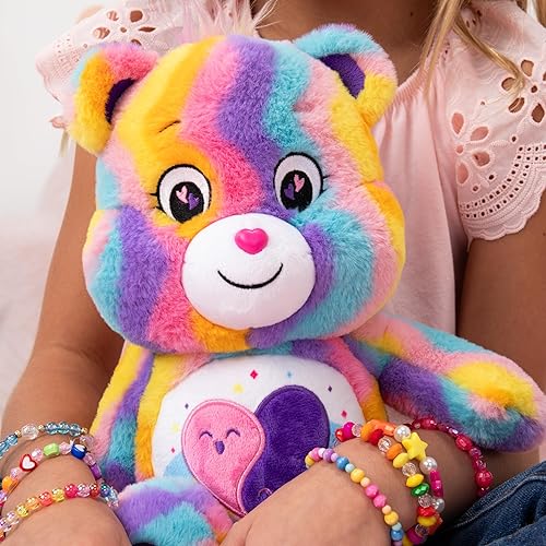 Miniatura 3 de Care Bears Peluche de oso Friends Forever de 14 pulgadas, teñido anudado, multicolor, hecho de materiales reciclados. Suave y abrazable. Bueno para