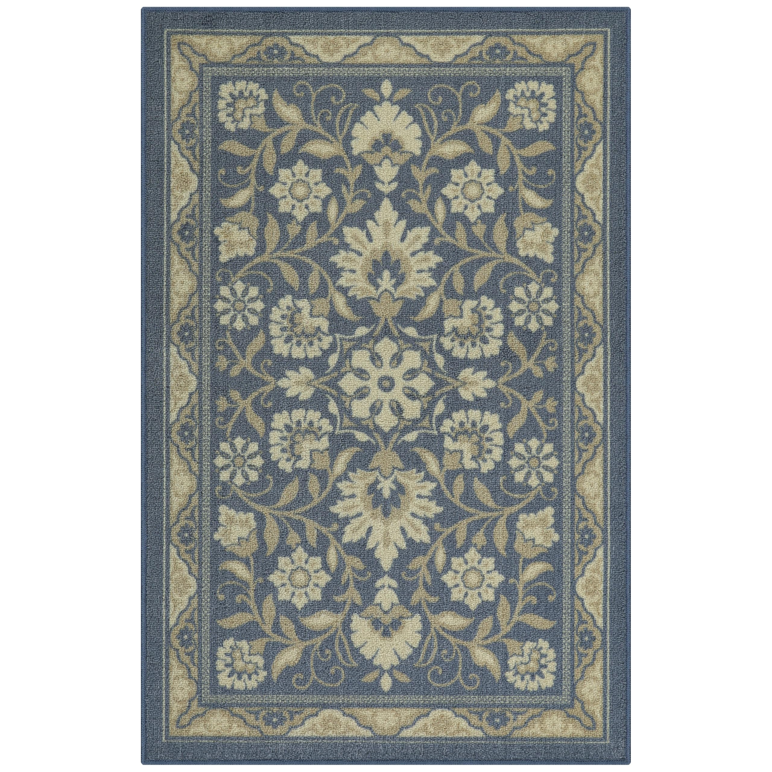 Maples Rugs Florence 2'6 x 3'10 Hallway Entry Kitchen Rugs Non Skid Washable Accent Area Carpet [Made in USA], Blue