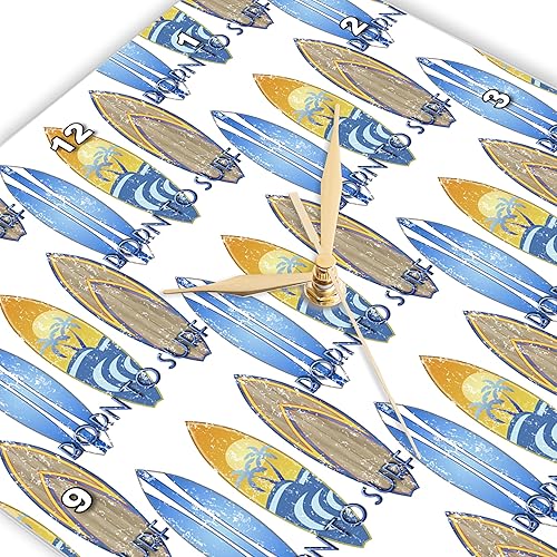 Miniatura 3 de 3dRose Reloj de pared silencioso  13 pulgadas  Patrón de surf envejecido tablas de surf retro para surfistas nacidos para surfear  Creative Studios