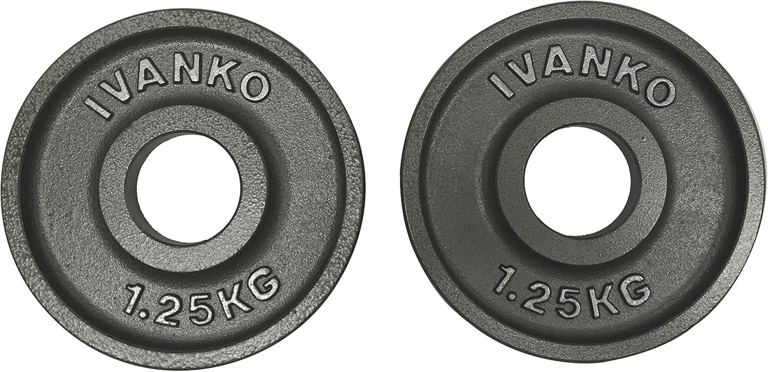 IVANKO (OM-1.25KG) Cast-Iron, Machined Olympic Plate Grey 1.25 KILOGRAMS (PAIR) …