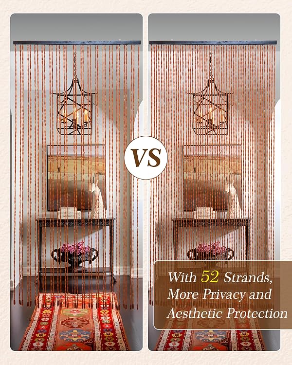 Ezcasch 52 Strands 35.4" x 79" Bamboo and Wood Beaded Curtain for Doorway Handmade Natural Doorway Beads Bohemian Bamboo and Wooden Room Devider Hanging Boho Beaded Curtain,Brown by Ezcasch - Image 4