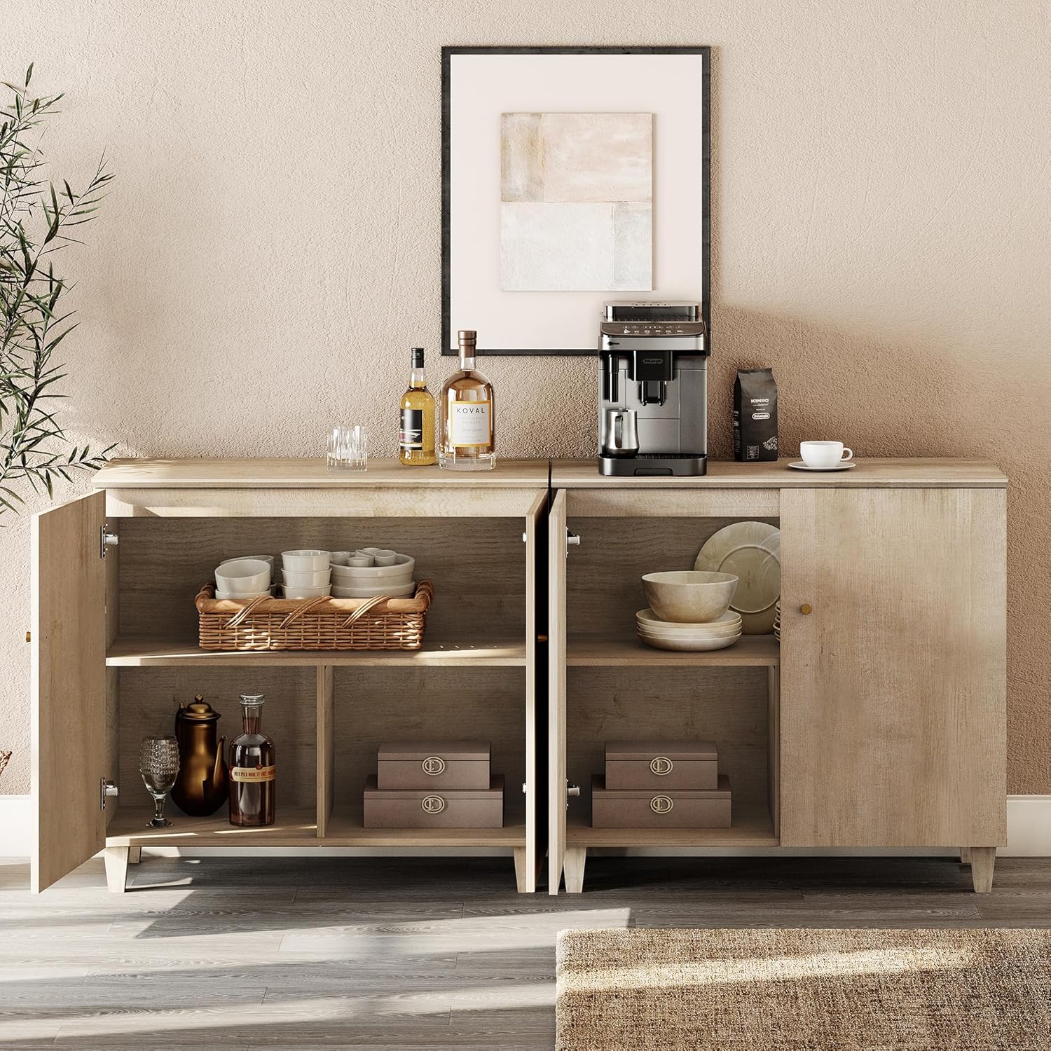 Close-up of smooth metal drawer slides, curved edge tabletop, and sturdy wood legs