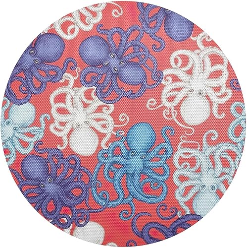 Colorful Sea Animals Circular Table Placemats, Non Slip Washable Placemats for Dining Table for Kitchen Table one sizex6