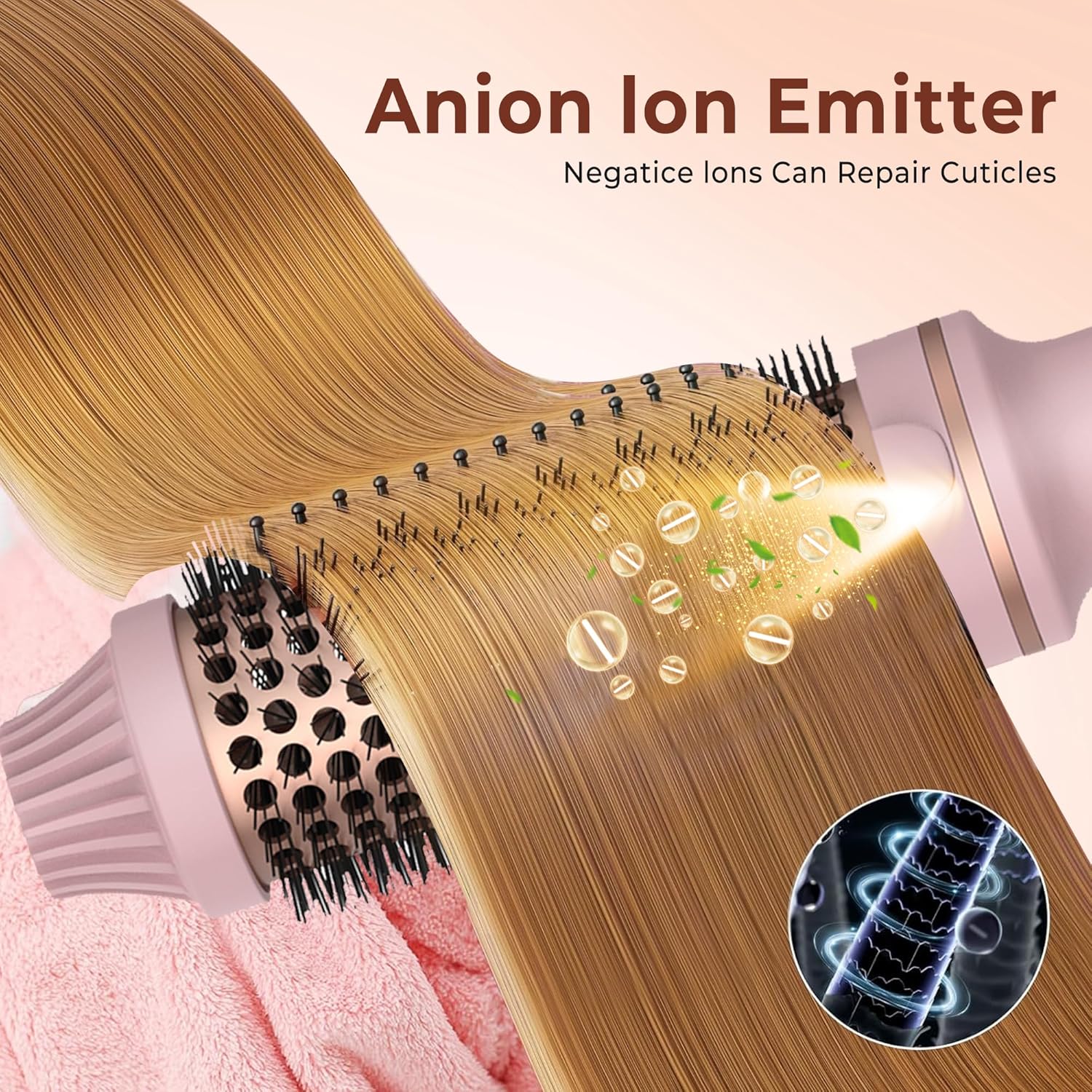 Thermal Brush,10 Temperatures LCD Display Upgrade to 400°F 1.5 in Heated Round Brush Curling Iron Heated Ceramic Tourmaline Ionic Comb 110-240V Volum - Image 4