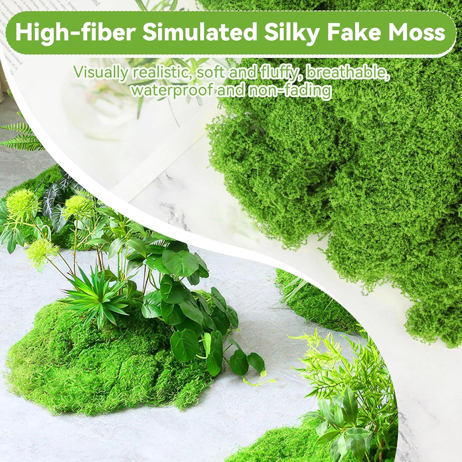 Fake Green Moss for Potted Plants, Anglecai 7OZ Artificial Moss for Crafts Decorative Faux Moss for Fairy Garden Preserved Moss for DIY Wedding Party Table Centerpieces Decor - Image 3