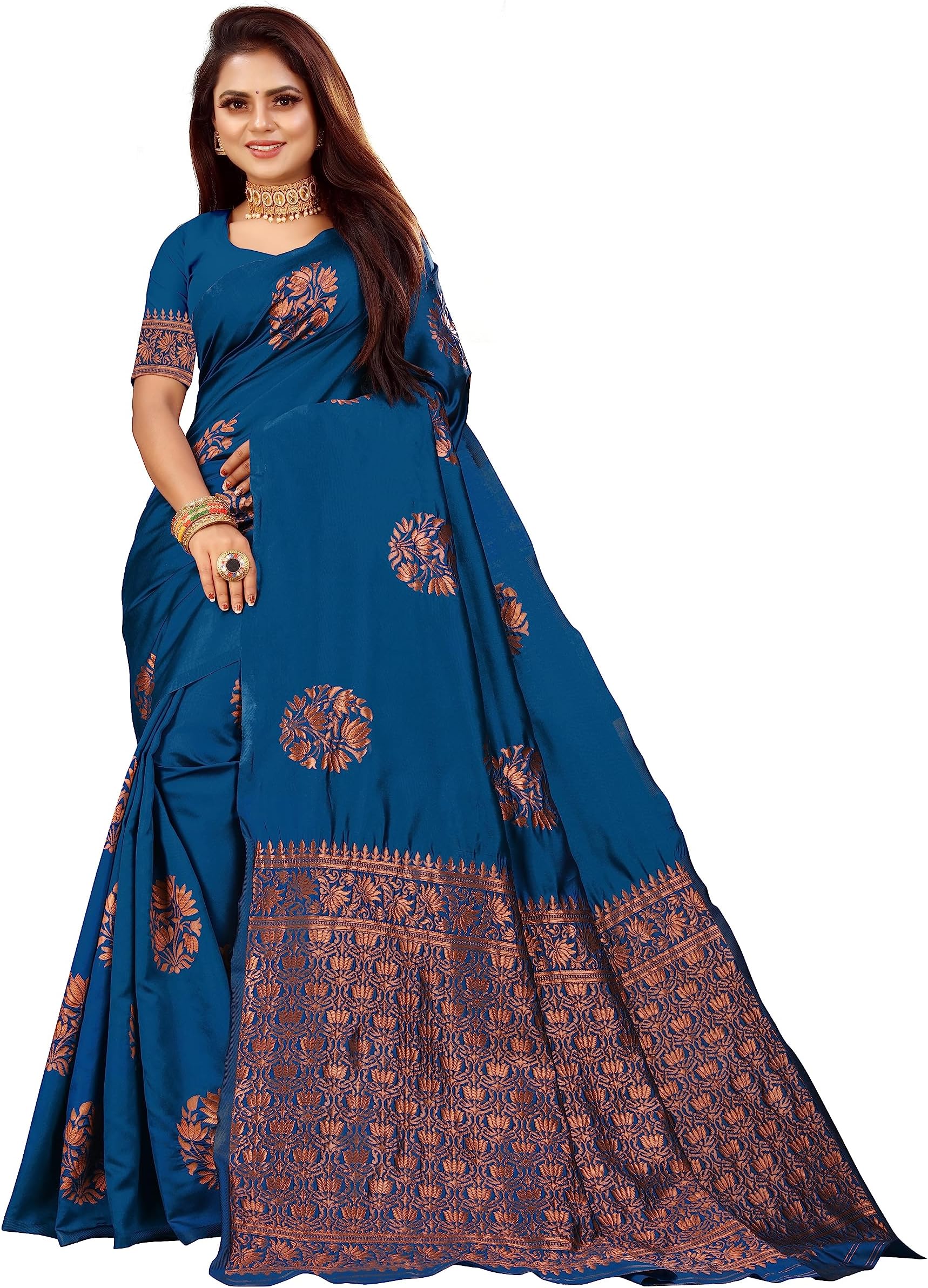 Vedant VastramWomen's Designer Banarasi Litchi Silk Saree For Women (Manali)
