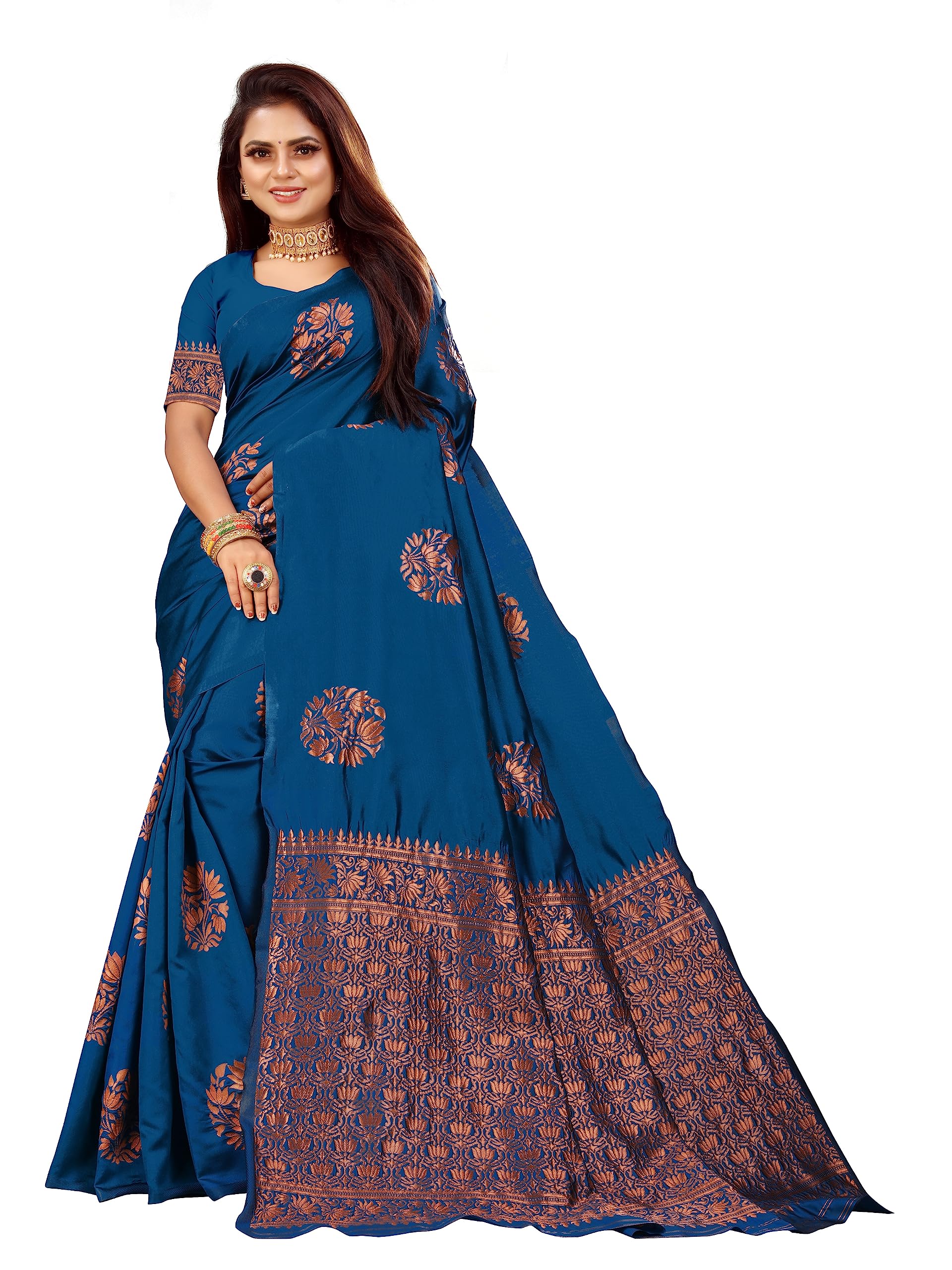 Vedant VastramWomen's Designer Banarasi Litchi Silk Saree For Women (Manali)