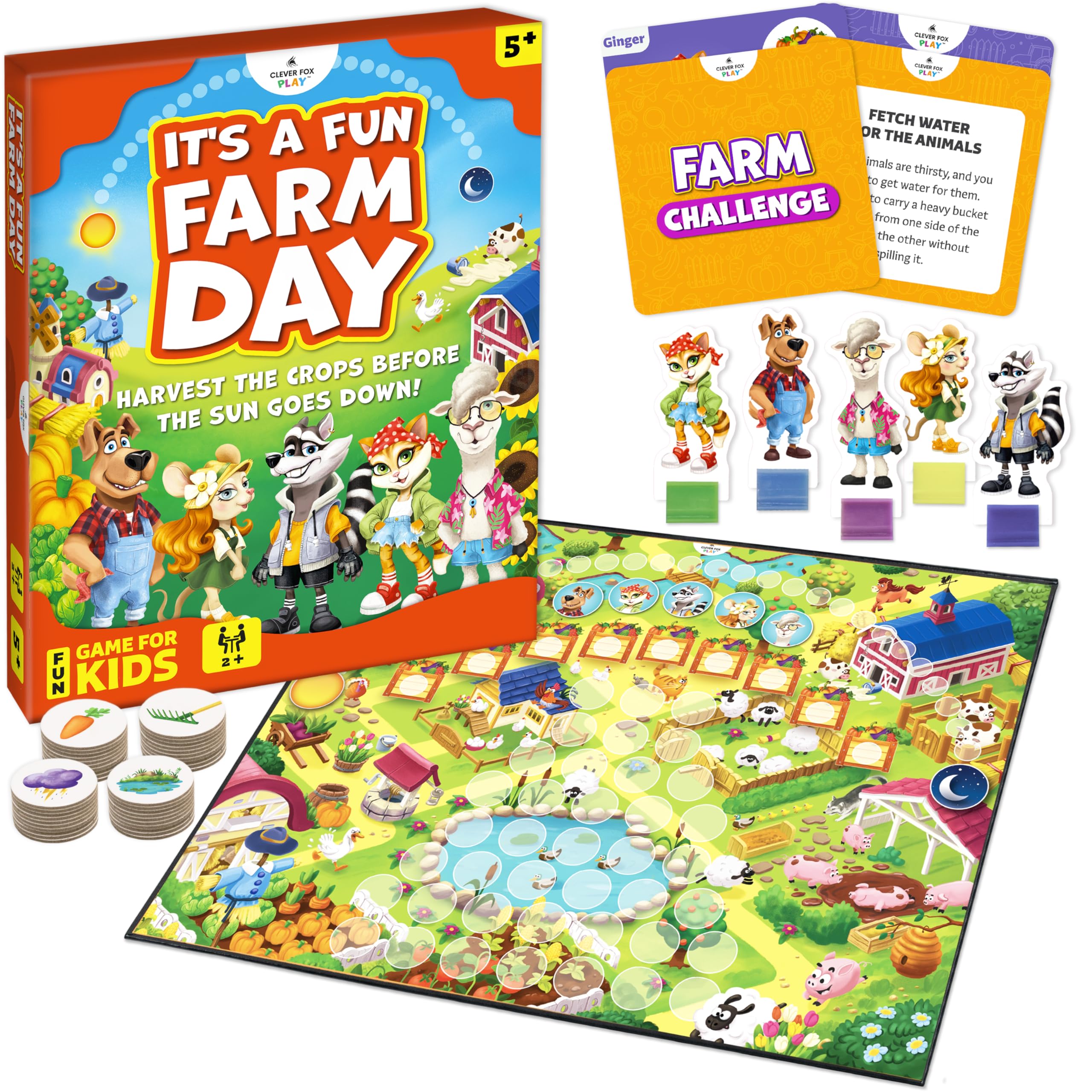 It's a Fun Farm Day - Cooperative Board Game for Kids Ages 5-10 | Teamwork, Strategy & Memory Game for Elementary Kids, Classrooms & Family Night