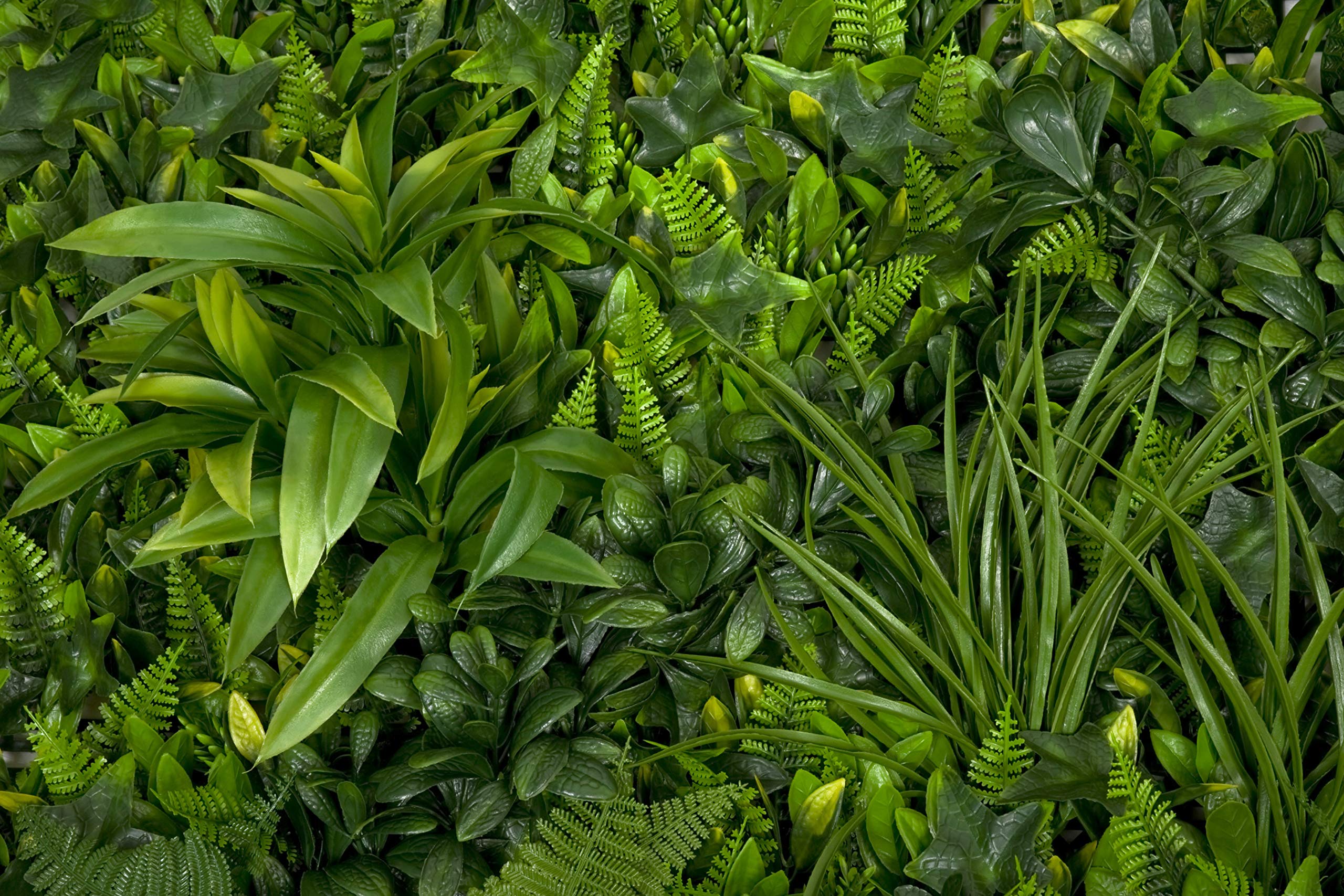 GreenBrokers Siepe Artificiale da Parete Verde con Foglie Miste (1 m x 1 m) – Giardino Verticale Stabile ai Raggi UV