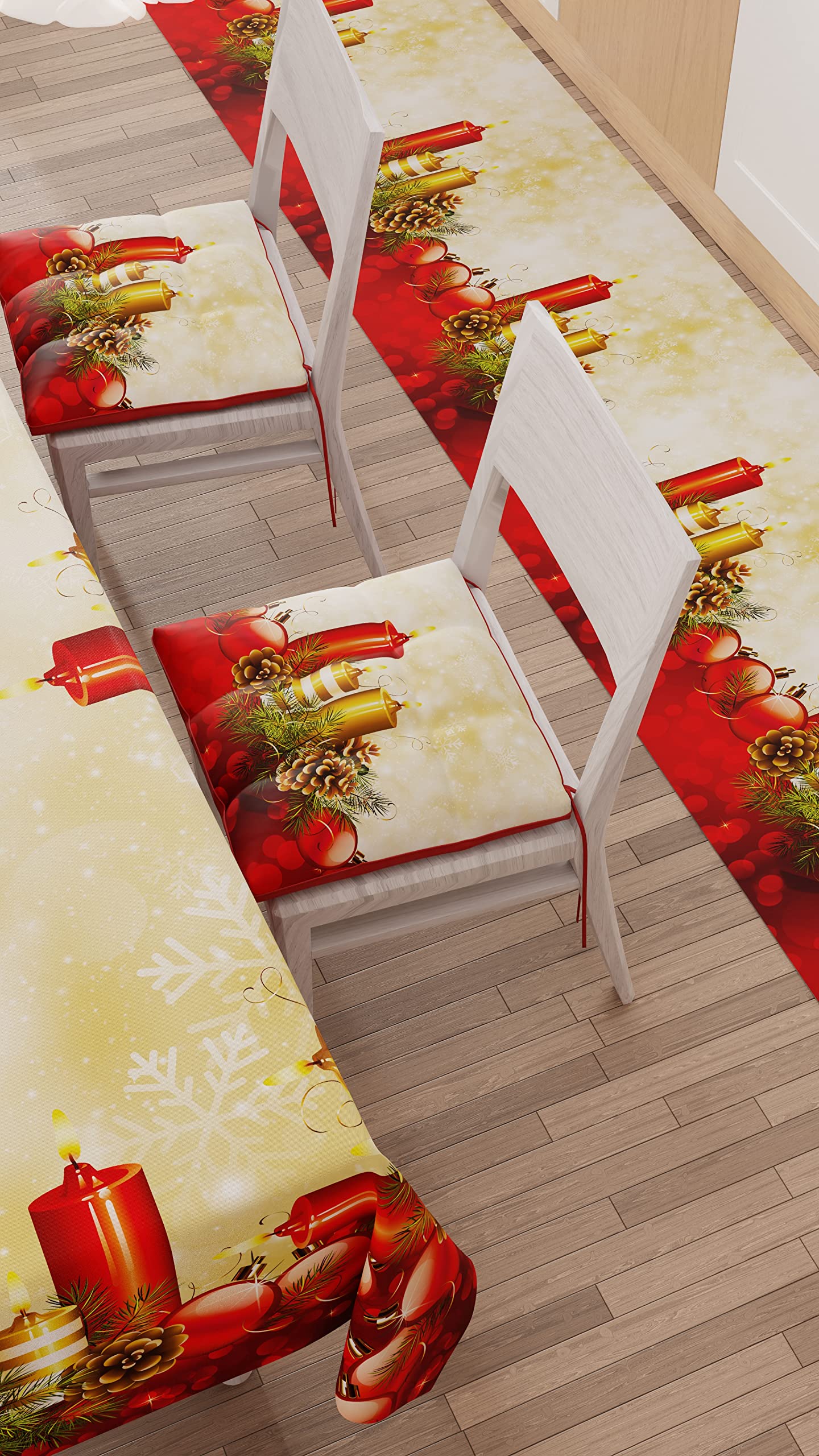 PETTI ARTIGIANI ITALIANI - Alfombra de Cocina Navideña, Pasillo para Cocina de Navidad, Antideslizante y Lavable para Cocina, Alfombra Navideña 52x440 cm Velas, Made in Italy