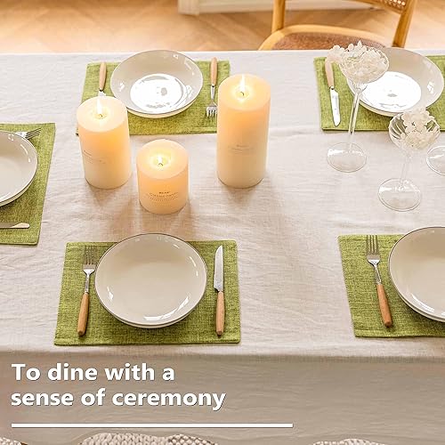 Vista 50 de Home Brilliant Juego de 4 manteles individuales de lino azul, resistentes al calor, manteles individuales para mesa de comedor, manteles Índigo