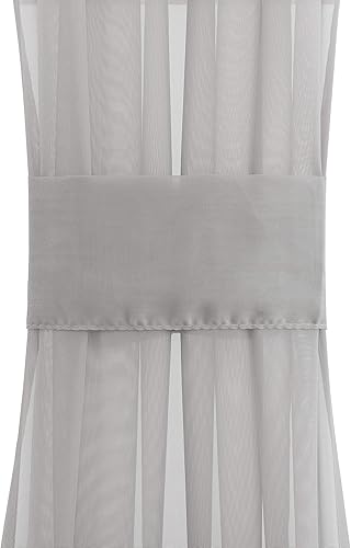 Miniatura 3 de No. 918 Emily - Cortina de gasa transparente con bolsillo para barra, 59 x 40 pulgadas, color gris plateado