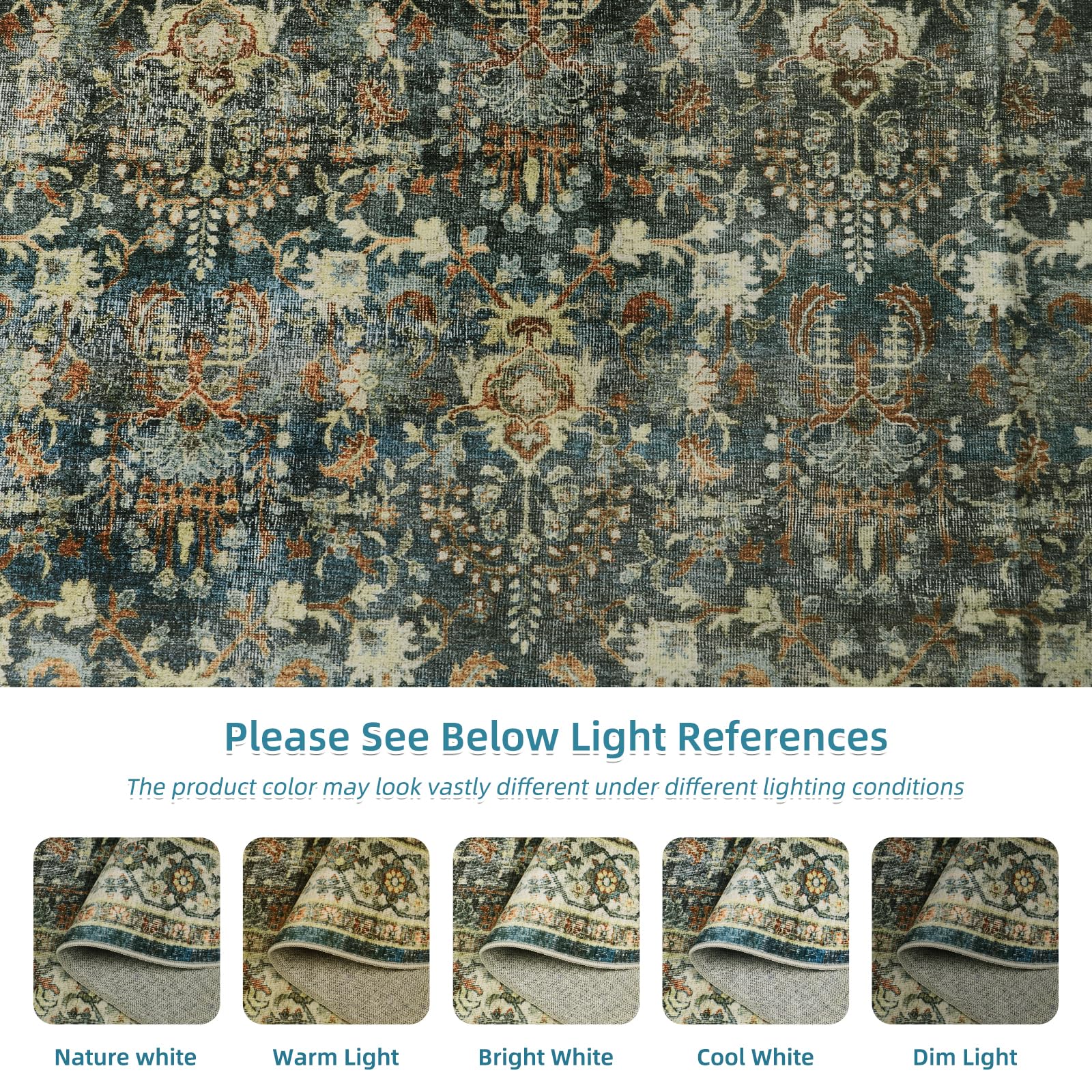 Dripex Boho Persian Runner Rug-2x8 Washable Distressed Hallway Runner Oriental Medallion Carpet Runner Non-Slip Stain-Resistant Kitchen Mat Foldable Thin Accent Rug for Entrance Living Room Bedroom