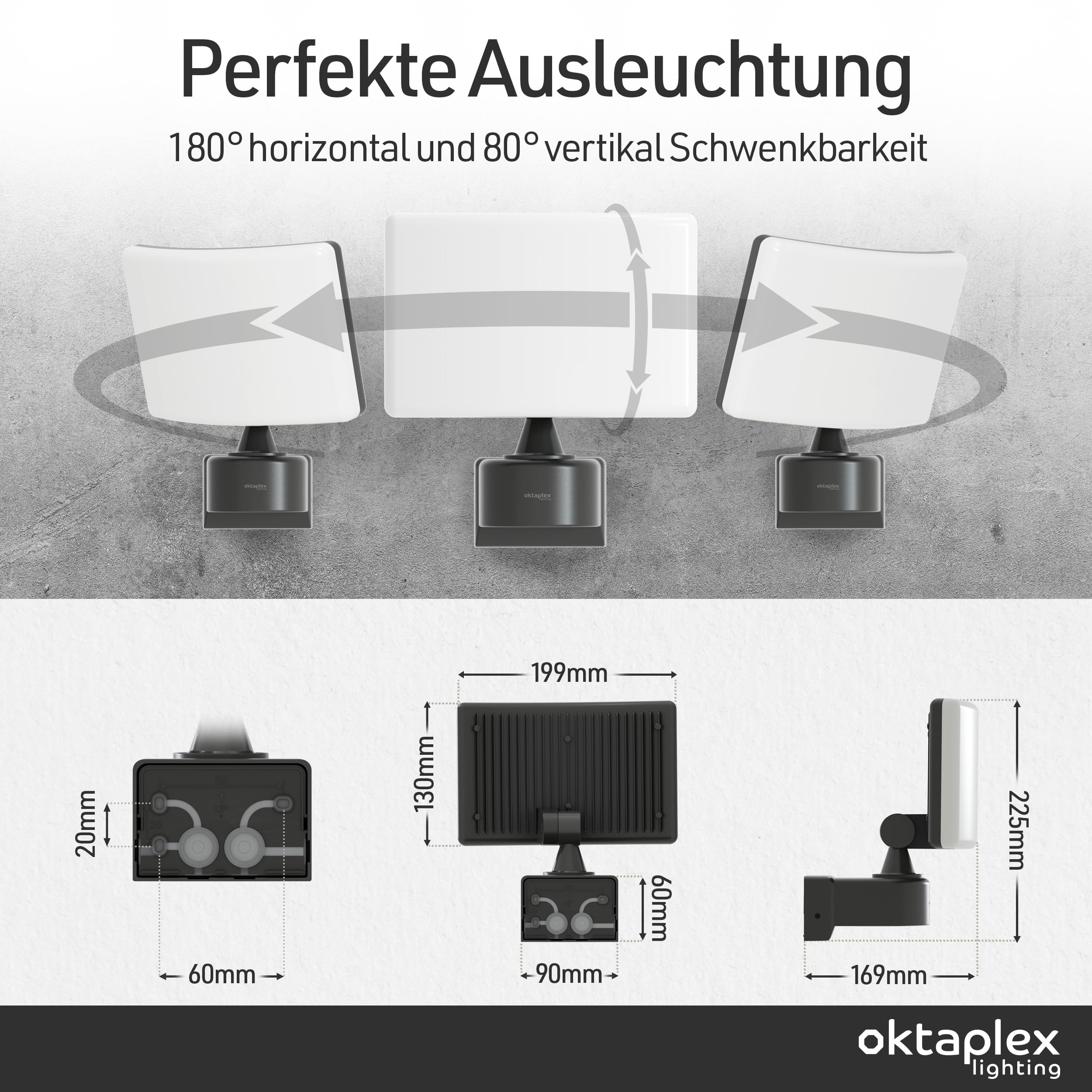 Oktaplex Cali projecteur LED extérieur IP65 blanc chaud 3000K | Projecteur extérieur anthracite, 2200lm, 30W, 230V, projecteur LED