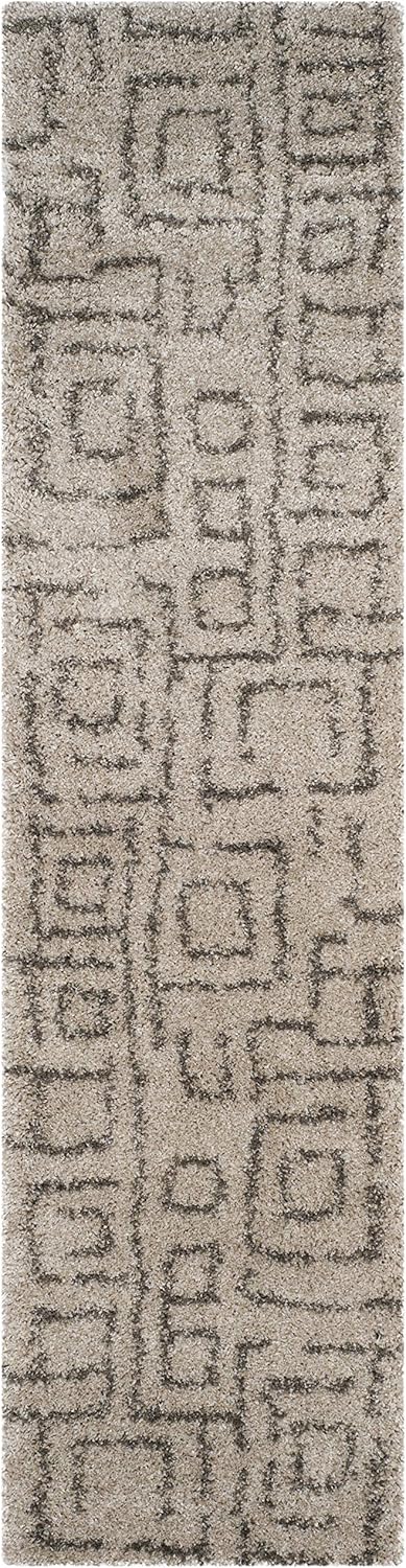 SAFAVIEH Belize Shag Collection Runner Rug - 2'3" x 11', Taupe & Grey, Moroccan Boho Tribal, Non-Shedding & Easy Care, 2-inch Thick Ideal for High Traffic Areas in Living Room, Bedroom (SGB487D)