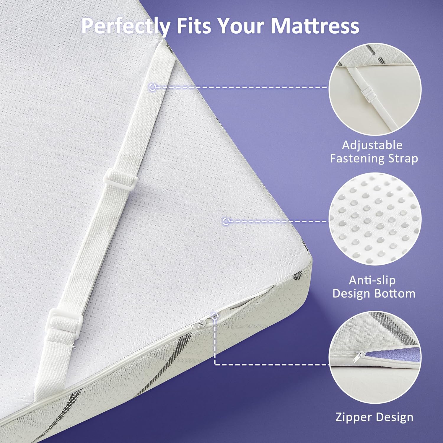 3 Inch Gel Memory Foam Mattress Topper Queen Size with Removable & Washable Viscose Made from Bamboo Cooling Breathable Cover, Soft Bed Topper for Back Pain, CertiPUR-US Certified