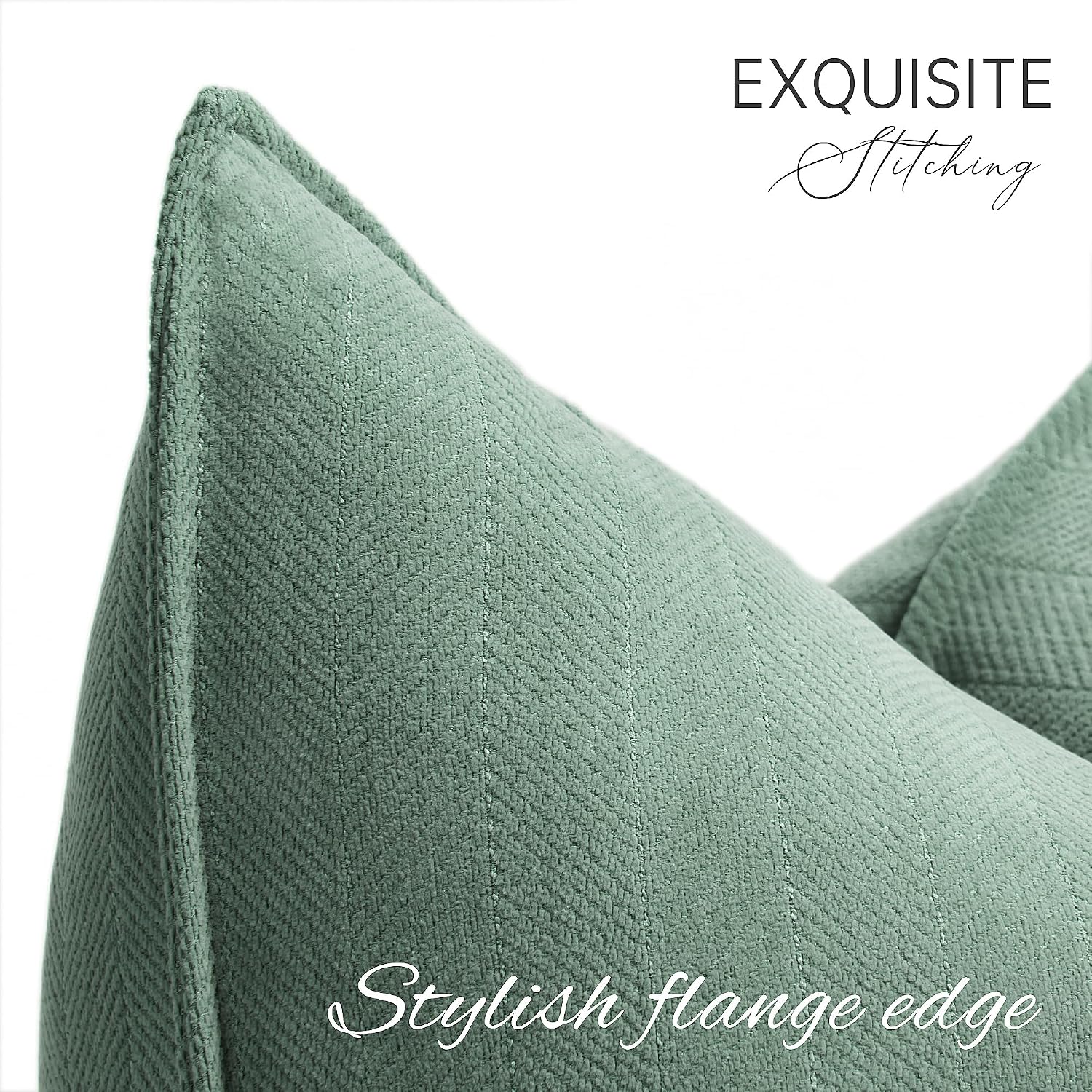 ZWJD Dusty Green Pillow Covers 20x20 Set of 2 Chenille Throw Pillow Covers with Elegant Design Soft and Luxurious Decorative Throw Pillows for Couch, Bed, and Home Decor