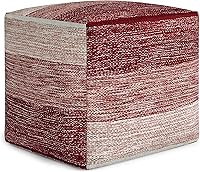 Vista 10 de SIMPLIHOME Briella - Puf cuadrado de 18 pulgadas de ancho hecho a mano de poliéster tejido de PET para exteriores/interiores, en gris y blanco