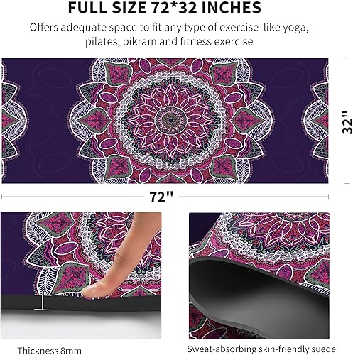 Miniatura 4 de nuveti Tapete de yoga de gamuza TPE de alta densidad antideslizante con bolsa de transporte, 72 x 32 pulgadas, extra grueso, 0.315 in, esterilla de