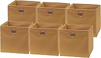 Vista 1 de SIMPLE HOUSEWARE Contenedores de almacenamiento de cubos plegables con asas, de 11 pulgadas, color marrón claro, paquete de 6, organizadores