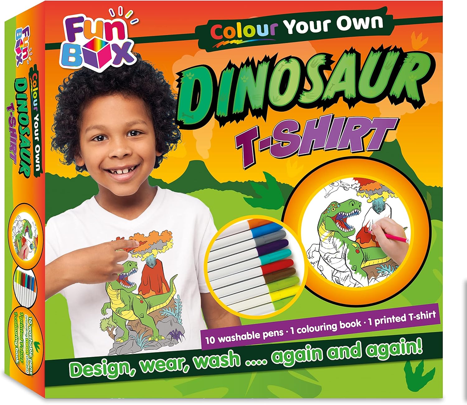 Bookoli - Colour Your Own Dinosaur T-Shirt Kit - Reusable Art and Craft ...
