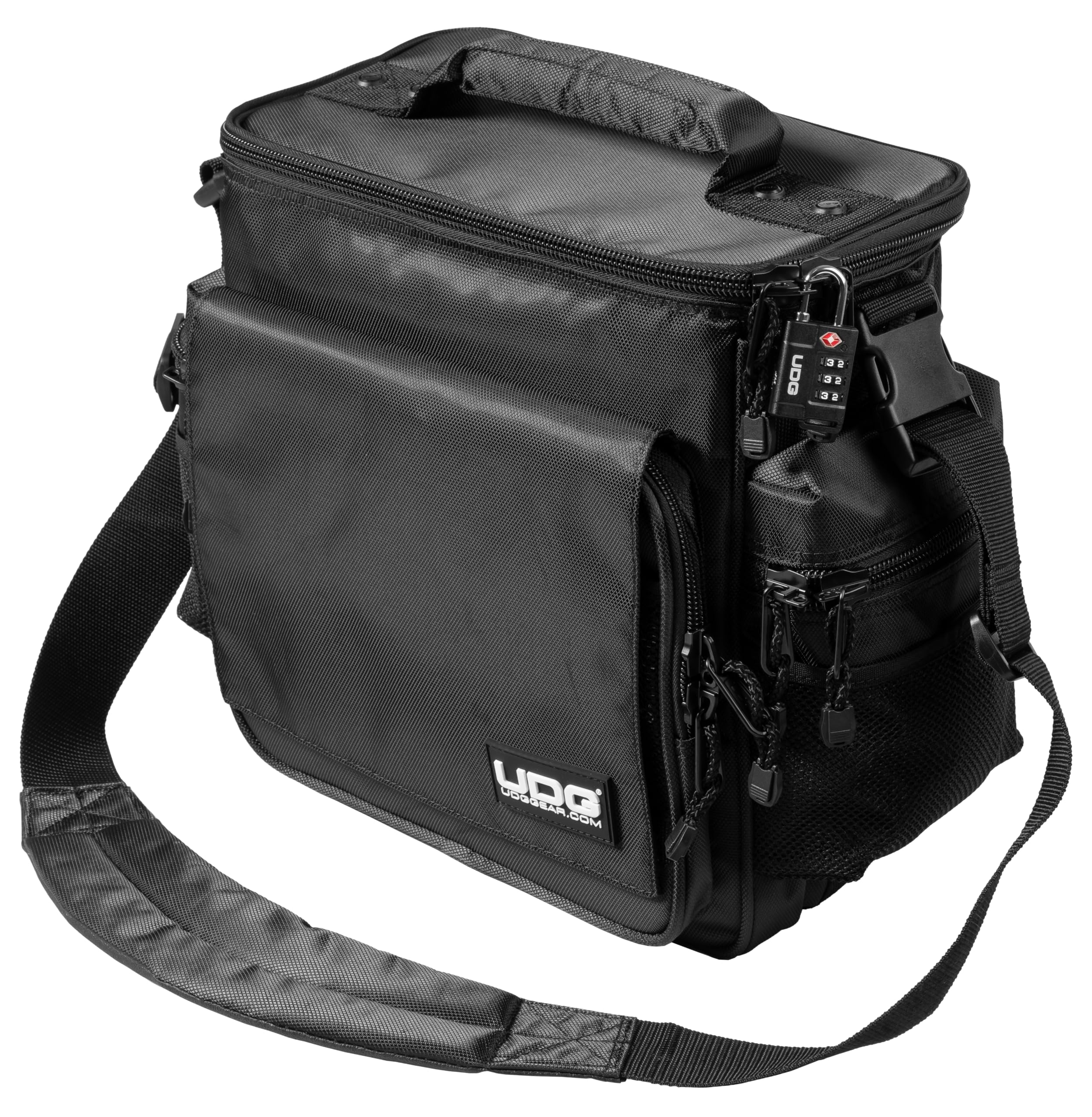 UDG Ultimate SlingBag MK2 Black (U9630) - Borsa per Trasporto Vinili, Controller, Interfaccia Audio, Cuffia e Cavi, Nero