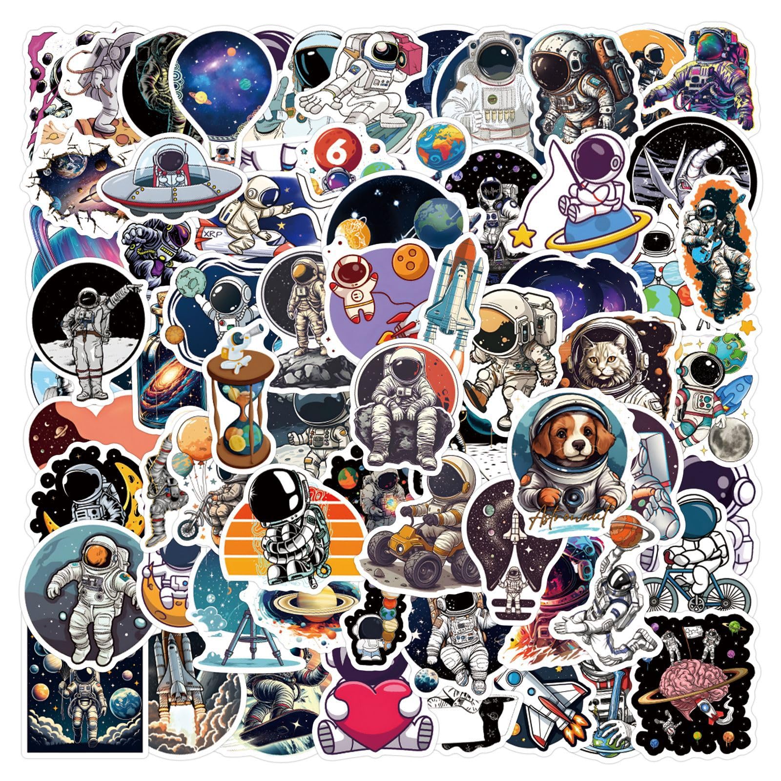 100 Pcs Space Stickers Laptop Car Scrapbook Phone Skateboard Suitcase Luggage Bike Astronaut Vinyl Waterproof Aesthetic Personalised Stickers for Teens Boys Girls Adults - Image 4