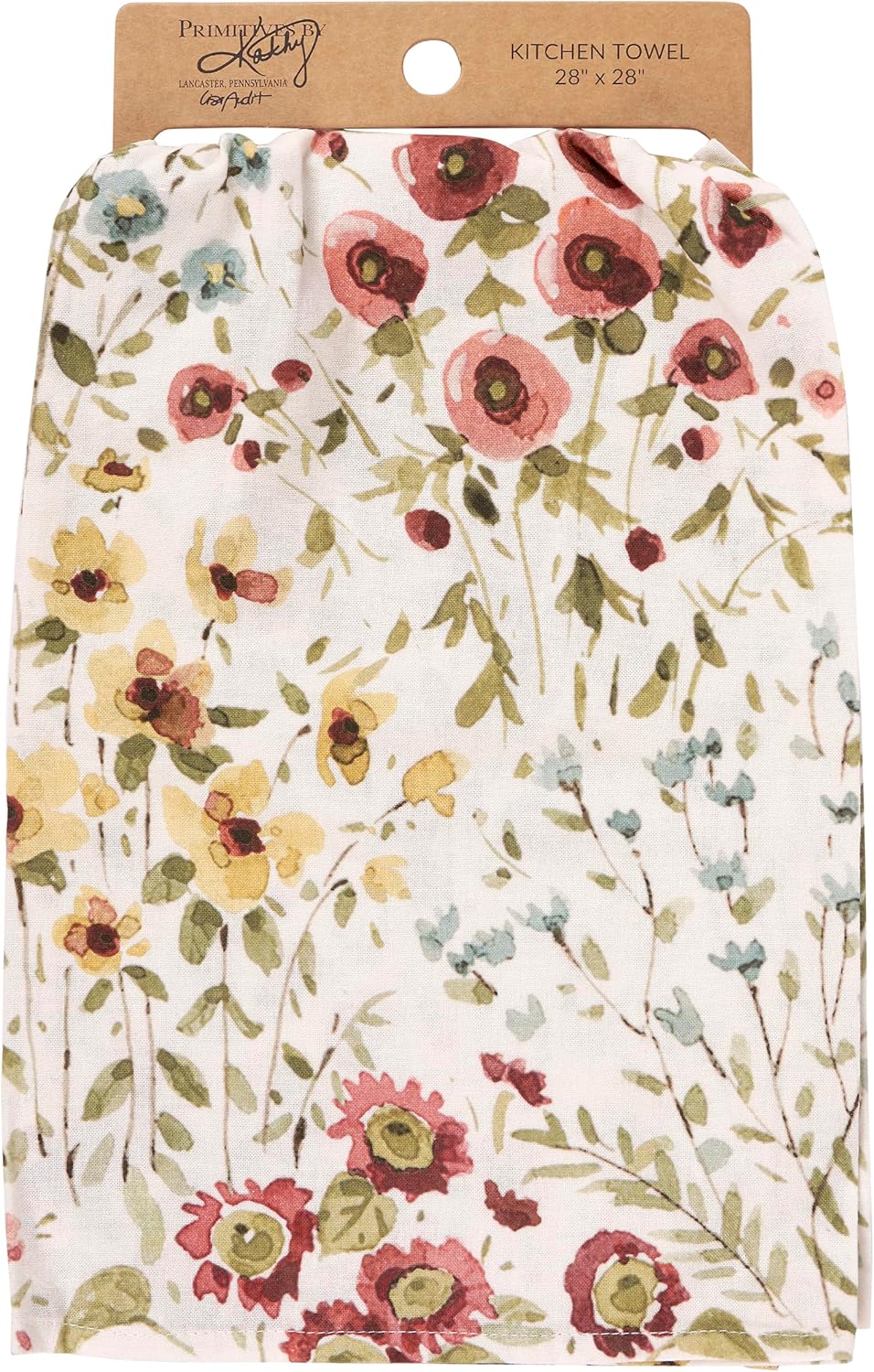 Primitives by Kathy Kitchen Towel - Fall Wildflowers, from Our Fall & Harvest Collection displaying an All-Over Design of Fall Wildflowers