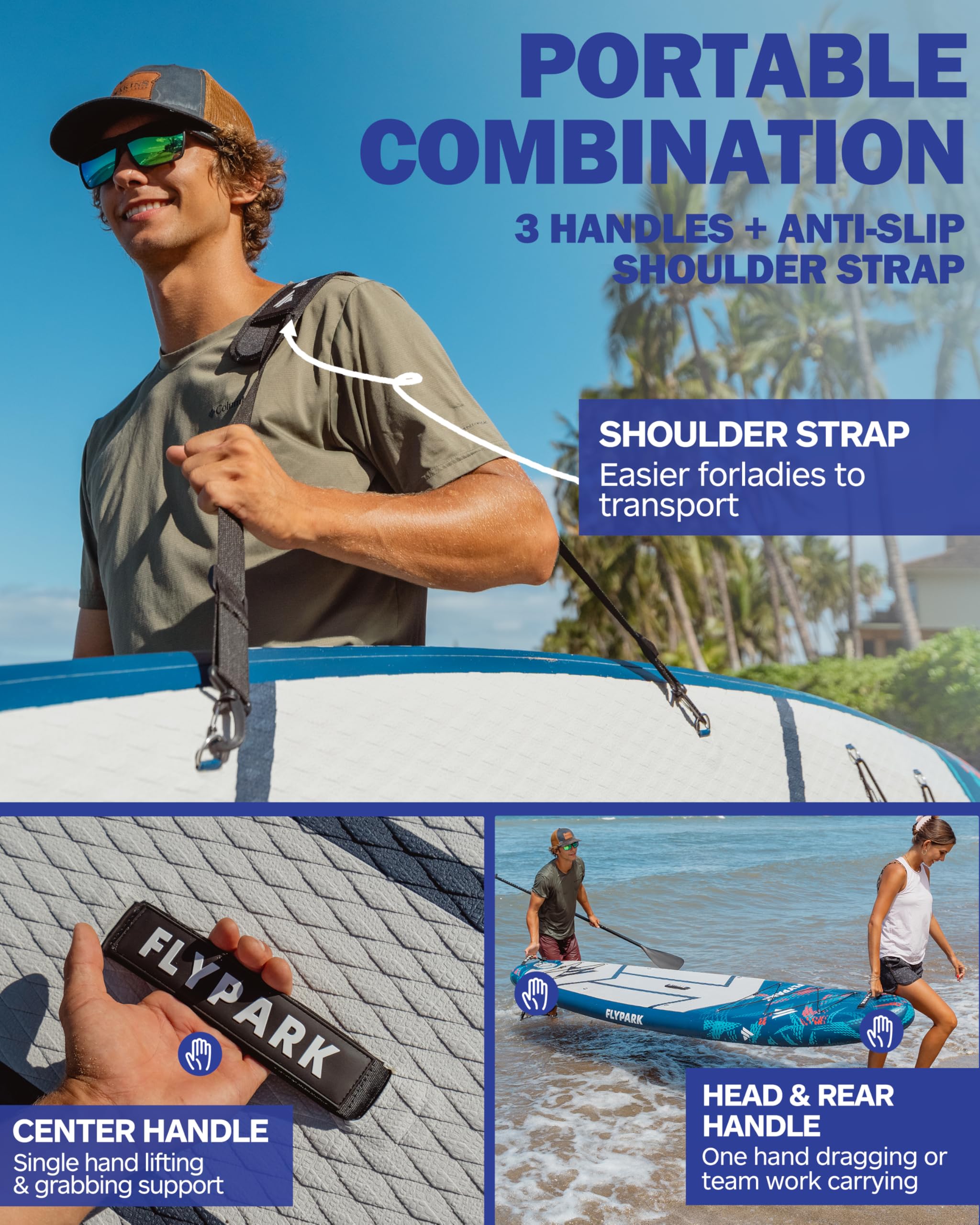 Produktbild von Flypark Aufblasbares Paddleboard 3,5m - SUP Board Für Angeln & Yoga Bis 195kg